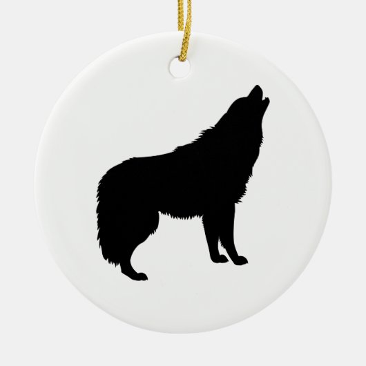 Howling Wolf Silhouette Keramikornament (Vorne)