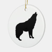Howling Wolf Silhouette Keramikornament (Links)