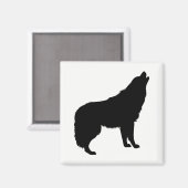 Howling Wolf Silhouette Magnet (Vorderseite/Rückseite)