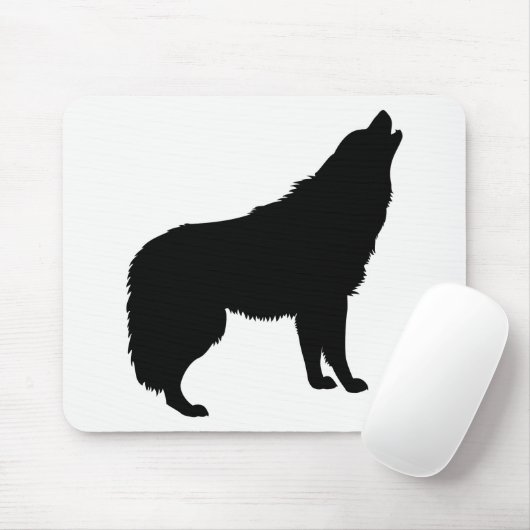 Howling Wolf Silhouette Mousepad (Mit Mouse)