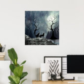 Howling Wolf Silhouette Poster (Heimbüro)