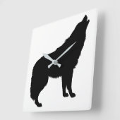 Howling Wolf Silhouette Quadratische Wanduhr (Winkel)