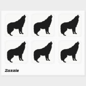 Howling Wolf Silhouette Quadratischer Aufkleber (Blatt)