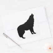 Howling Wolf Silhouette Quadratischer Aufkleber (Umschlag)
