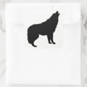 Howling Wolf Silhouette Quadratischer Aufkleber (Tasche)