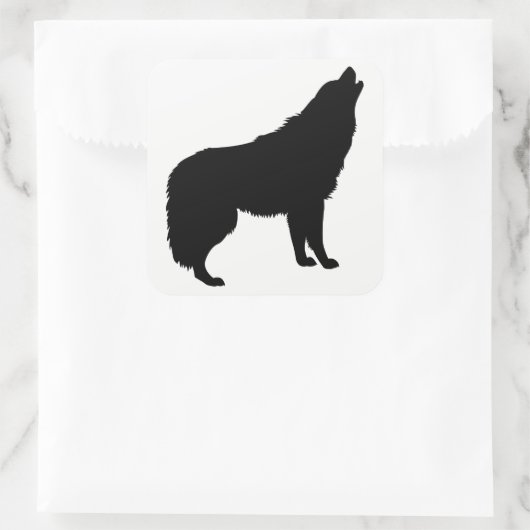 Howling Wolf Silhouette Quadratischer Aufkleber (Tasche)
