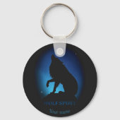Howling Wolf Silhouette Schlüsselanhänger (Vorderseite)