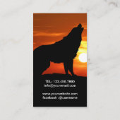 Howling Wolf Silhouette Sunset Visitenkarte (Rückseite)