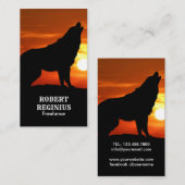 Howling Wolf Silhouette Sunset Visitenkarte (Vorne/Hinten)