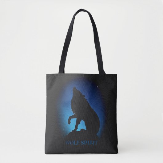 Howling Wolf Silhouette Tasche (Vorderseite)