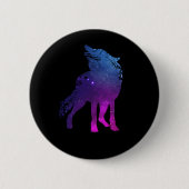 Howling Wolf Silhouette Wolves Forest Animal Button (Vorderseite)