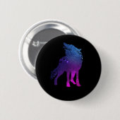 Howling Wolf Silhouette Wolves Forest Animal Button (Vorne & Hinten)