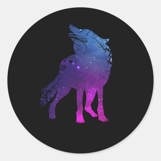 Howling Wolf Silhouette Wolves Forest Animal Runder Aufkleber (Vorderseite)