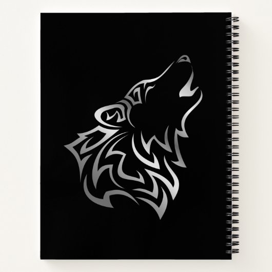 Howling Wolf Silver Black Monogram Notizblock (Rückseite)