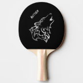 Howling Wolf Silver Black Monogram Ping Pong Paddl Tischtennis Schläger (Rückseite)