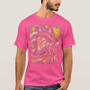 Howling Wolf Stars Moon Space Starry Night Wildlif T-Shirt