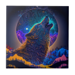 Howling Wolf Surreal Fantasy Fliese