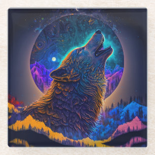 Howling Wolf Surreal Fantasy Glasuntersetzer