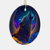 Howling Wolf Surreal Fantasy Keramik Ornament (Rechts)