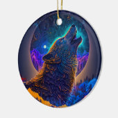 Howling Wolf Surreal Fantasy Keramik Ornament (Links)