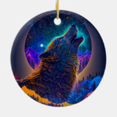 Howling Wolf Surreal Fantasy Keramik Ornament (Hinten)