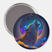 Howling Wolf Surreal Fantasy Magnet (Vorderseite/Rückseite)