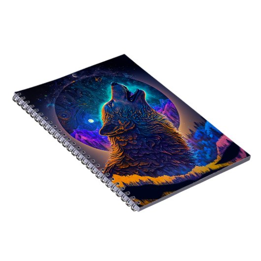 Howling Wolf Surreal Fantasy Notizblock (Rechte Seite)