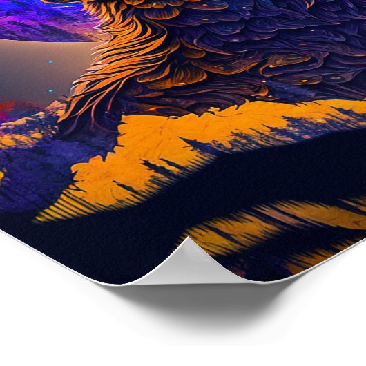 Howling Wolf Surreal Fantasy Poster (Ecke)