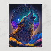 Howling Wolf Surreal Fantasy Postkarte (Vorderseite)