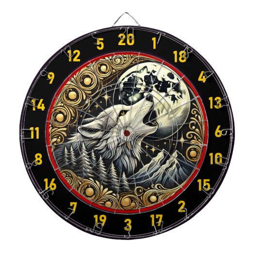 Howling Wolf symbolisiert Wildheit und Stärke Dartscheibe (vorne)