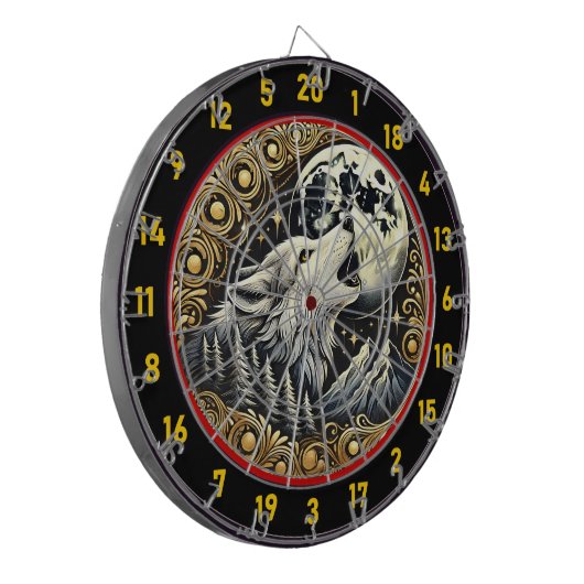 Howling Wolf symbolisiert Wildheit und Stärke Dartscheibe (Vorderseite Links)