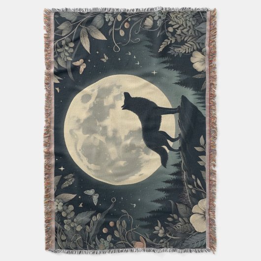 Howling Wolf Tassel Throw Blanket Decke (Vorderseite Vertikal)