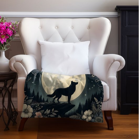 Howling Wolf Throw Blanket Fleecedecke