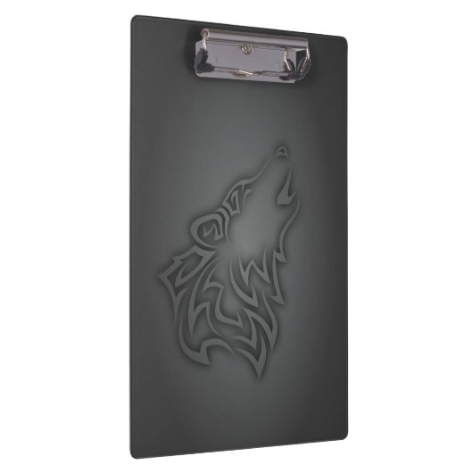 Howling Wolf Tribal Black Klemmbrett (Rechts)