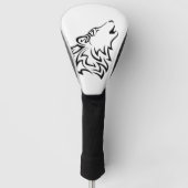 Howling Wolf Tribal | Schwarz und Weiß Golf Headcover (Vorderseite)