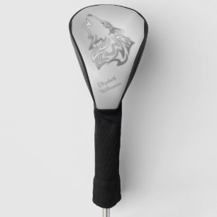 Howling Wolf Tribal Silver Monogram Golf Headcover