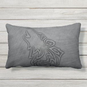 Howling Wolf Tribal Steel Kissen Für Draußen