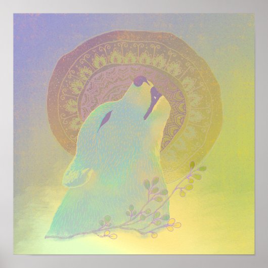 Howling Wolf und Mandala Poster (Vorne)