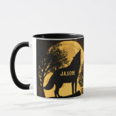 Howling Wolf und Moon Personalisiert Coffee Tasse (Links)