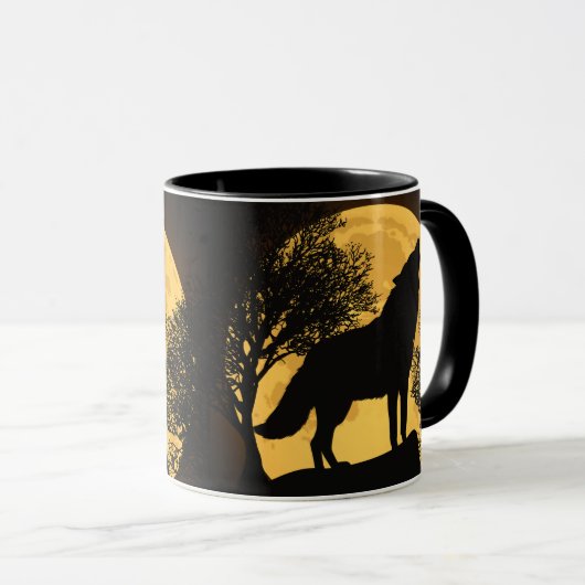 Howling Wolf und Moon Personalisiert Coffee Tasse (VorderseiteRechts)