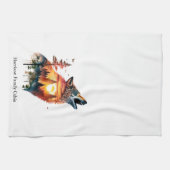 Howling Wolf verdoppeln Sonnenuntergang personalis Geschirrtuch (Horizontal)