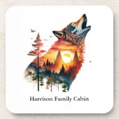 Howling Wolf verdoppeln Sonnenuntergang personalis Getränkeuntersetzer (Vorderseite)