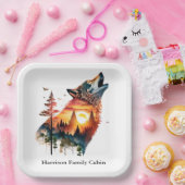 Howling Wolf verdoppeln Sonnenuntergang personalis Pappteller (Party)