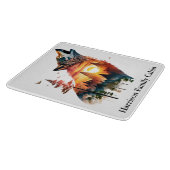 Howling Wolf verdoppeln Sonnenuntergang personalis Schneidebrett (Ecke)