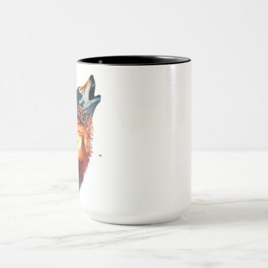 Howling Wolf verdoppeln Sonnenuntergang Tasse (Zentrum)