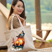 Howling Wolf verdoppeln Sonnenuntergang Tragetasche