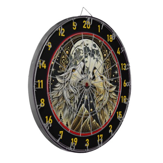 Howling Wolf vereint Wildnis und Eleganz Dartscheibe (Vorderseite Links)