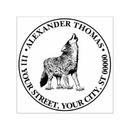 Howling Wolf Vintag Zeichnend Name Rücksendeadress Permastempel