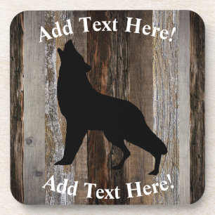 Howling Wolf Vintages Holz Rustikales Holz Getränkeuntersetzer