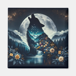 Howling Wolf | Vollmond Ai Art Magnet